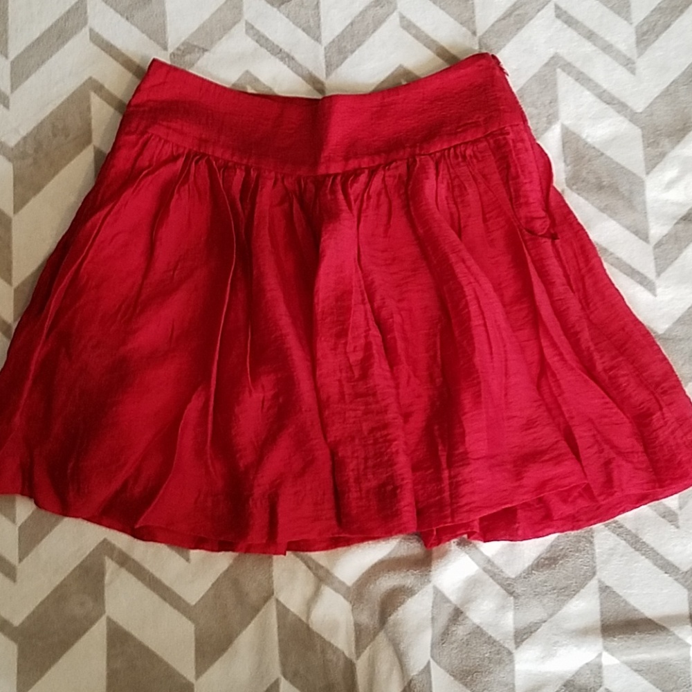 EXPRESS Red Short Skirt Lined Pockets Sz 2